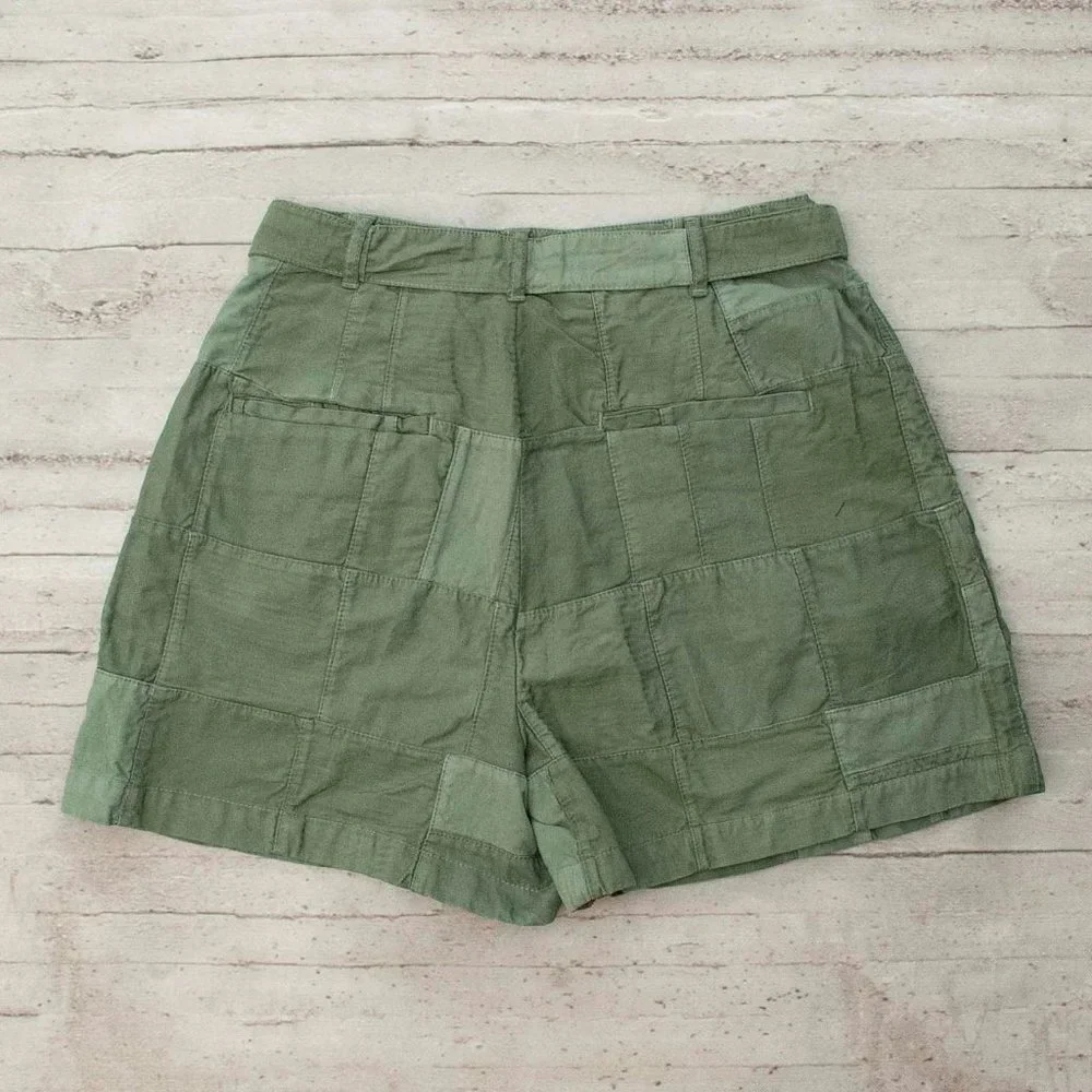 NWT J. Crew Limited-edition D-Ring Patchwork Shorts - Pale Cypress size 6
